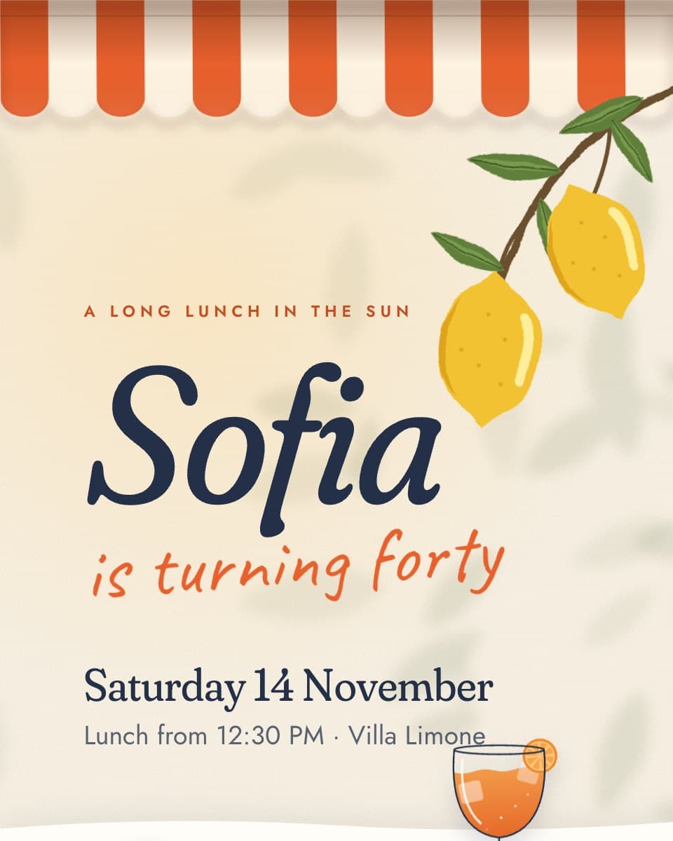 Long Lunch birthday invitation design