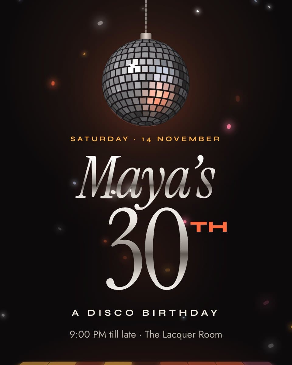 Mirrorball birthday invitation design