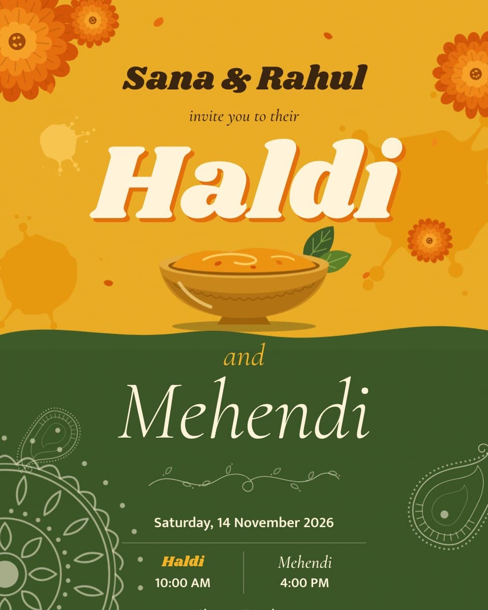 Haldi & Mehendi wedding invitation design