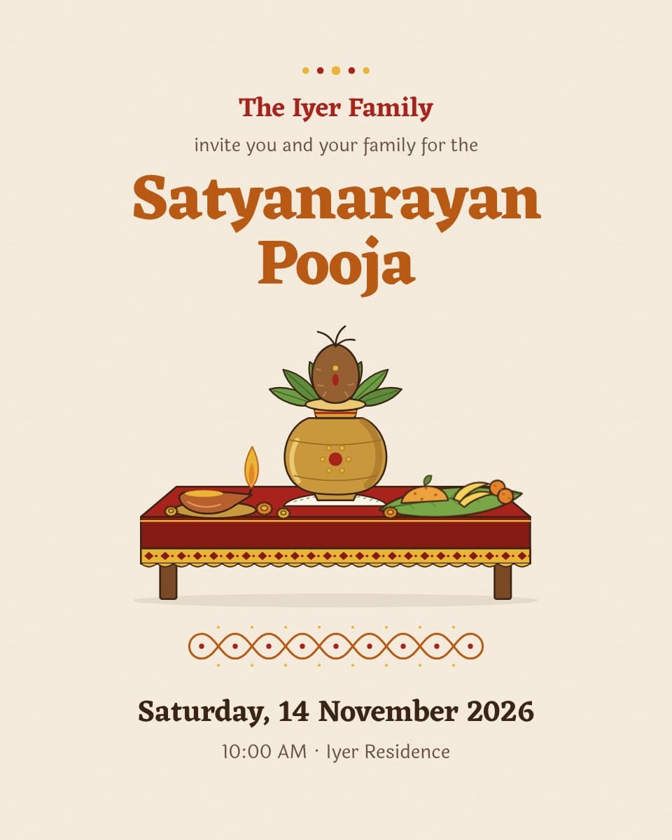 Pooja housewarming invitation design
