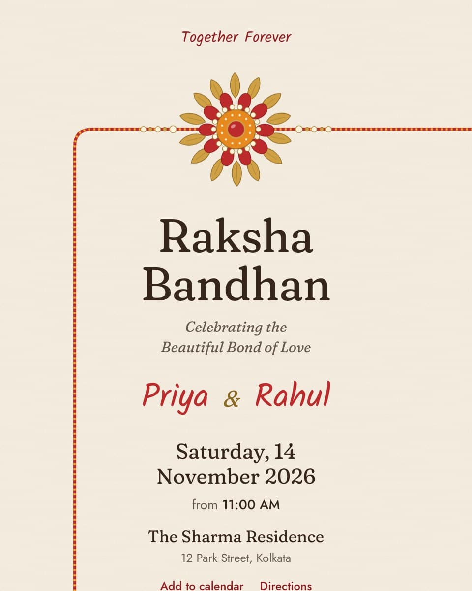 Raksha Bandhan Premium festival invitation design