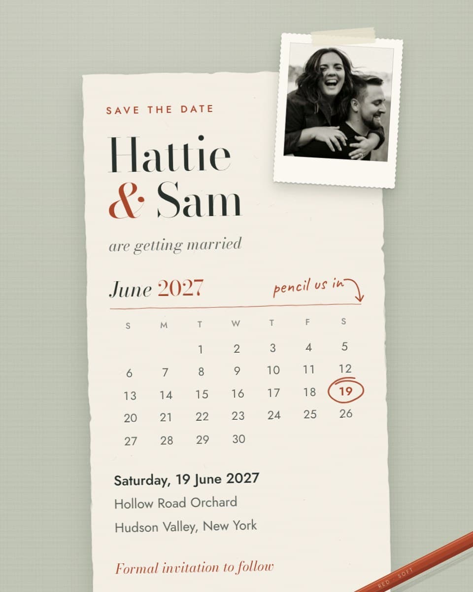 Save the Date wedding invitation design