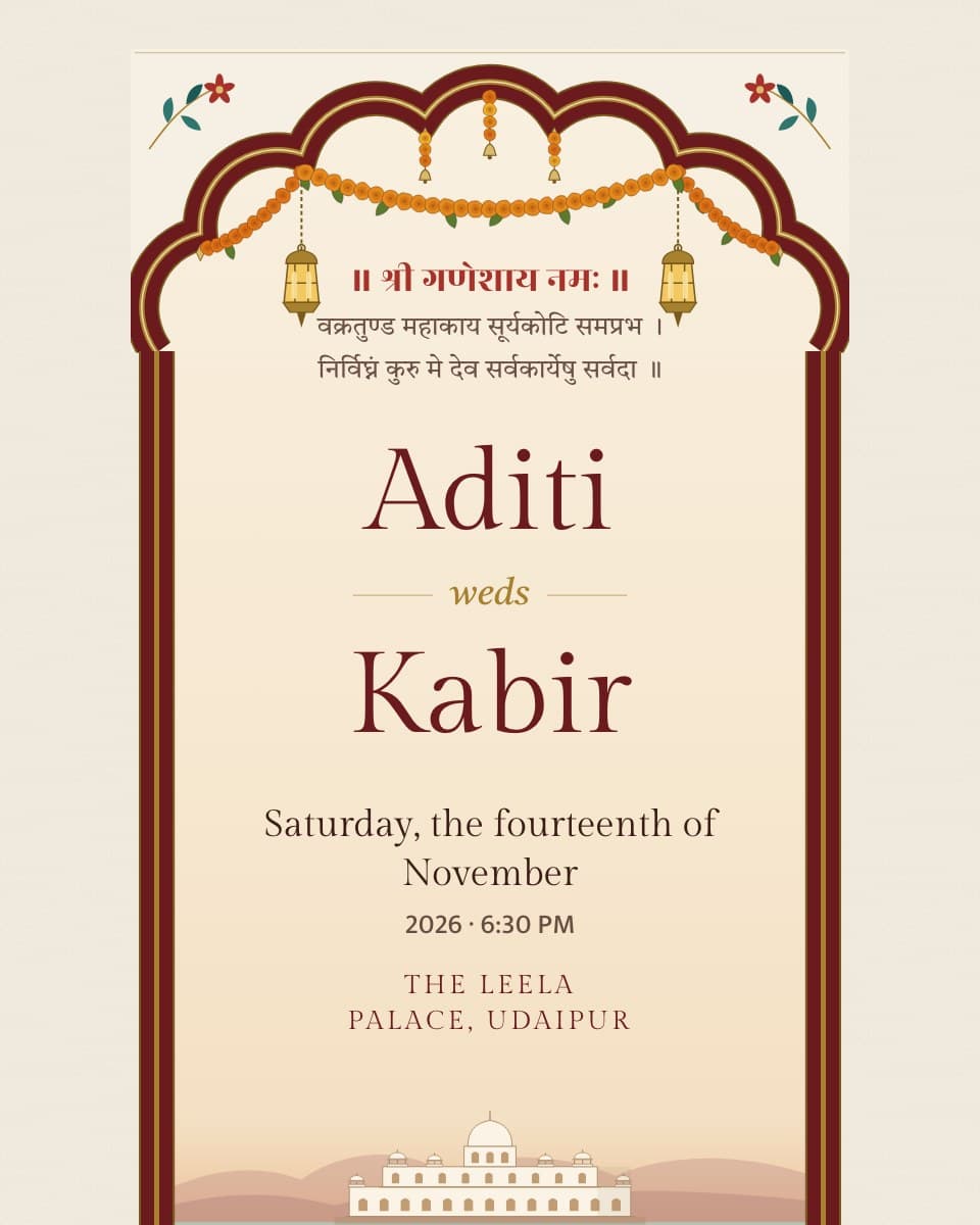 Rajwada wedding invitation design