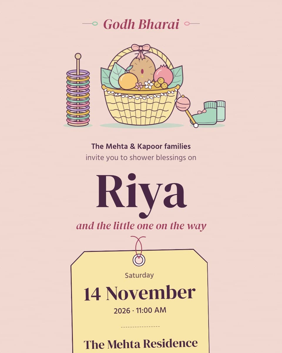 Godh Bharai — Baby Shower digital invitation template preview