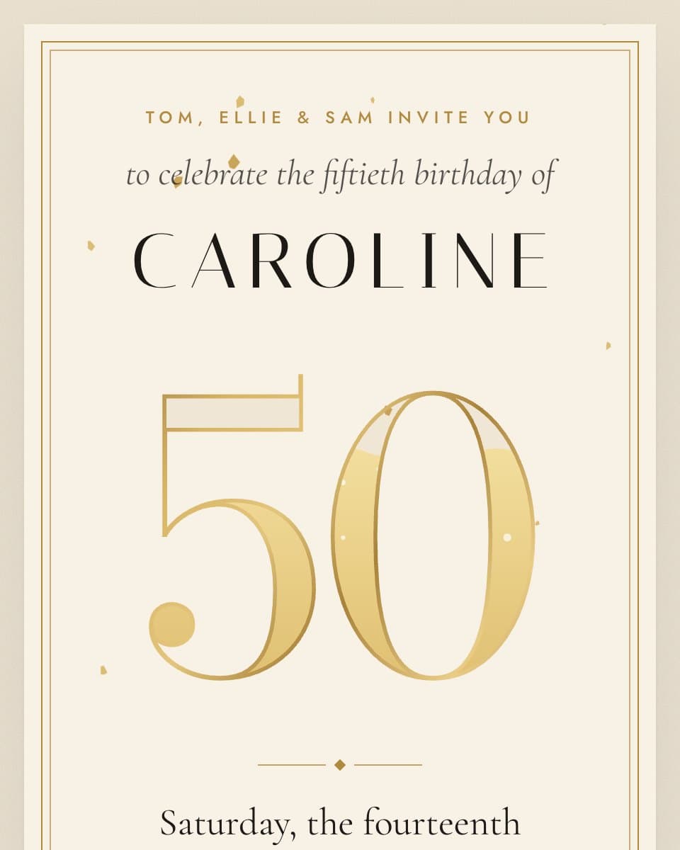 Champagne — Milestone Birthday digital invitation template preview
