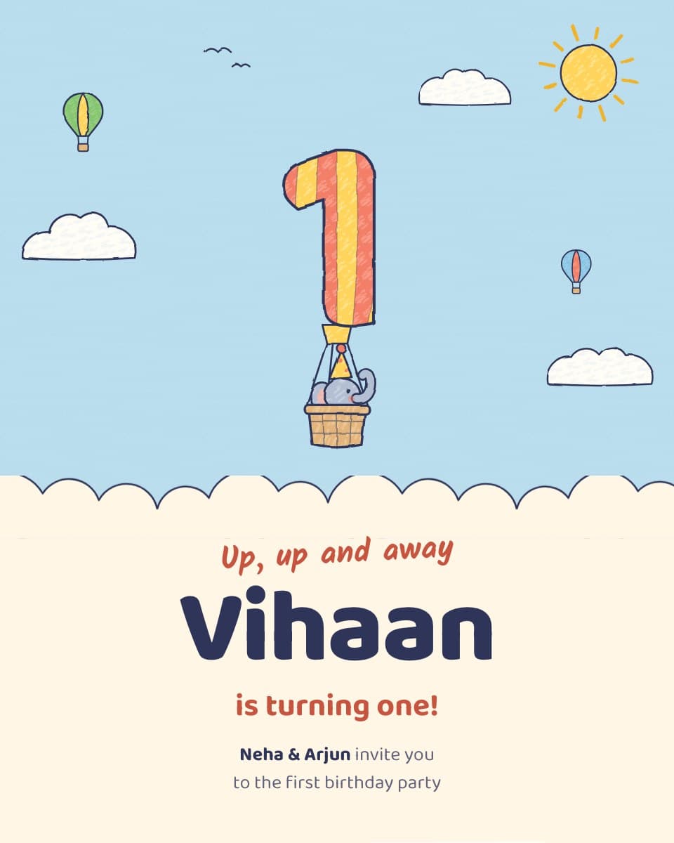 Pehla Janamdin — First Birthday digital invitation template preview